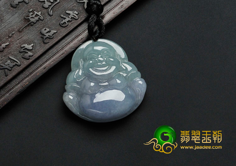 冰种春带彩缅甸翡翠玉佛挂件