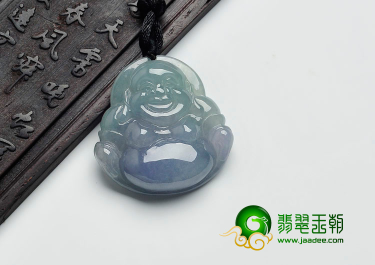 冰种春带彩缅甸翡翠玉佛挂件