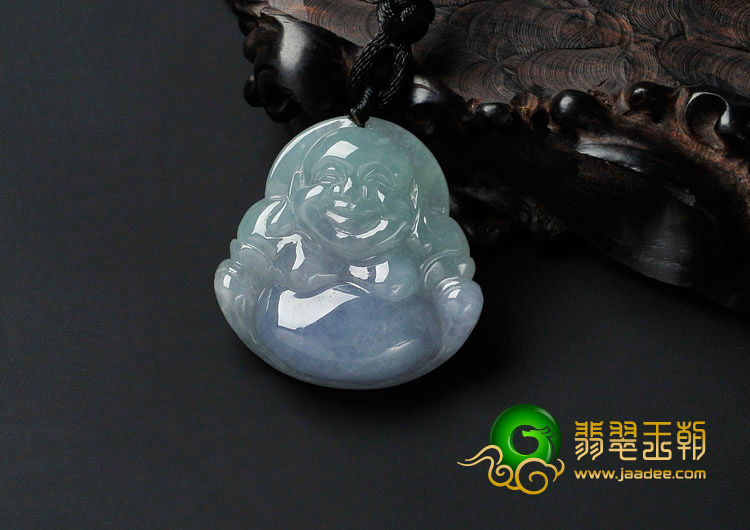 冰种春带彩缅甸翡翠玉佛挂件