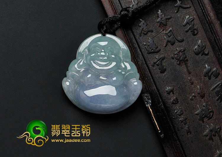 冰种春带彩缅甸翡翠玉佛挂件
