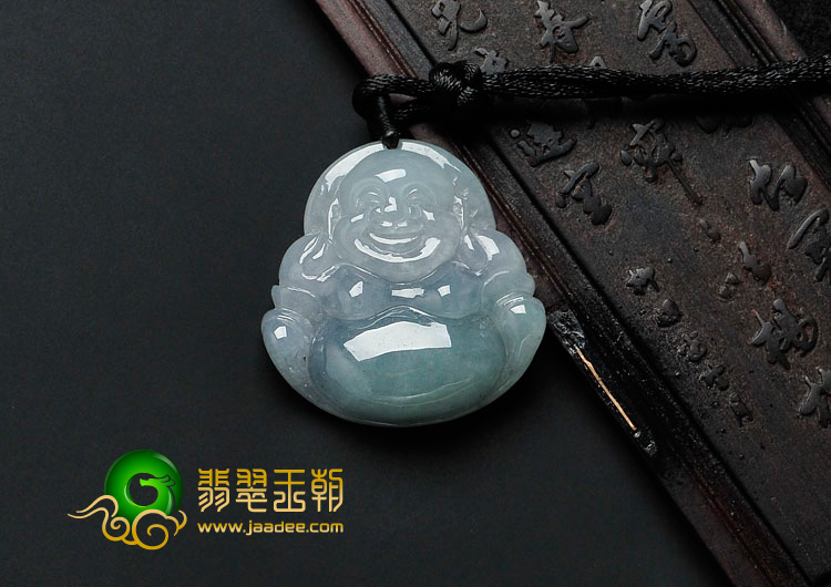 冰种春带彩缅甸翡翠玉佛挂件