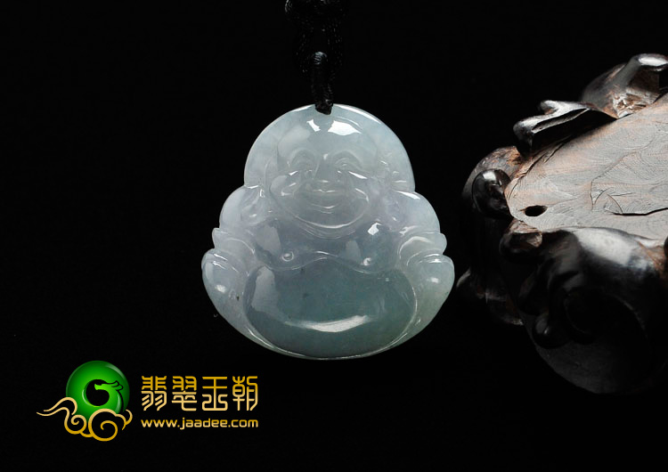 冰种春带彩缅甸翡翠玉佛挂件