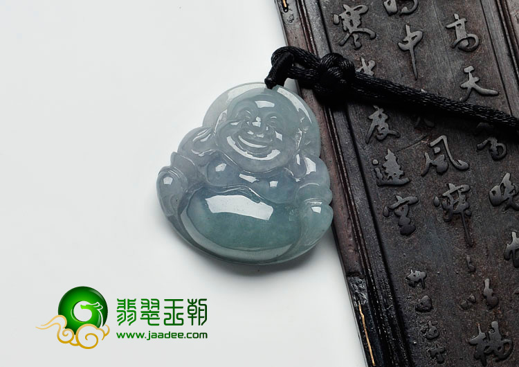 冰种春带彩缅甸翡翠玉佛挂件