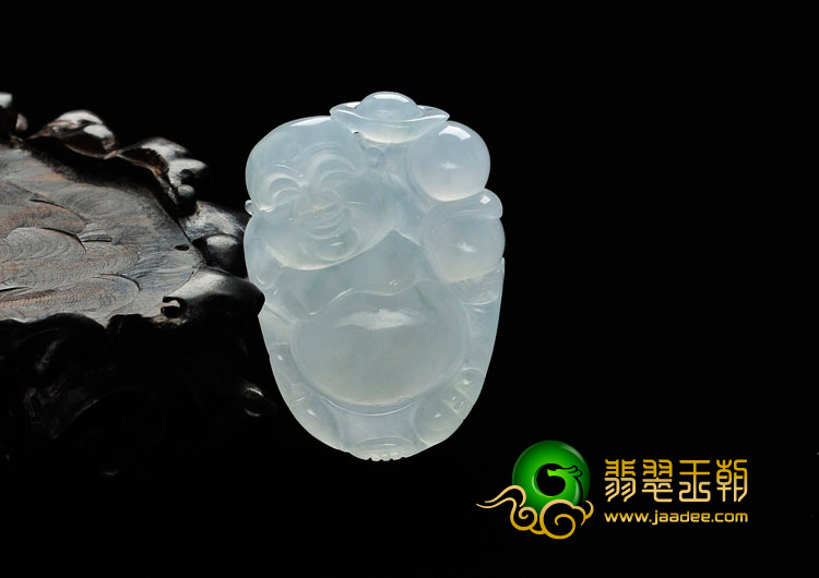 冰种晴水略飘花缅甸翡翠逍遥佛挂件