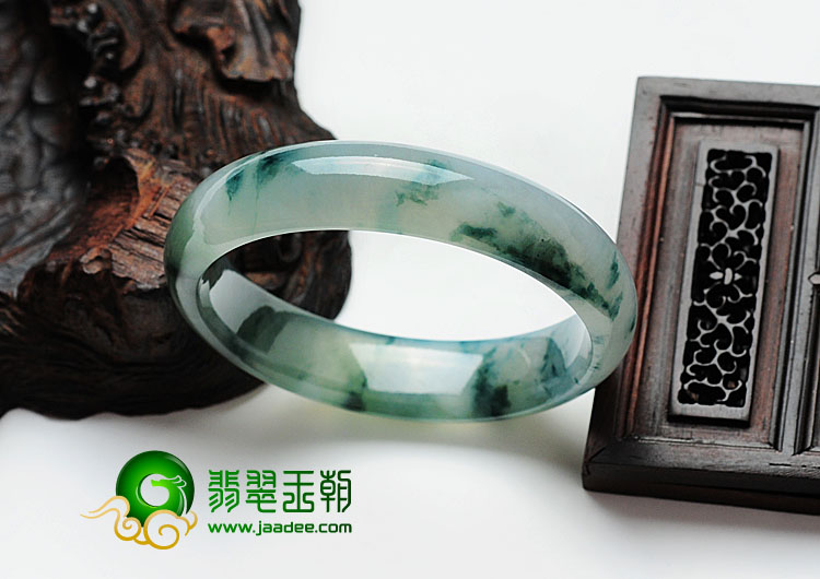 冰种飘花缅甸翡翠手镯（52.8mm）