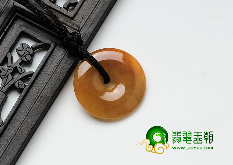 糯冰种红黄翡缅甸翡翠平安扣挂件