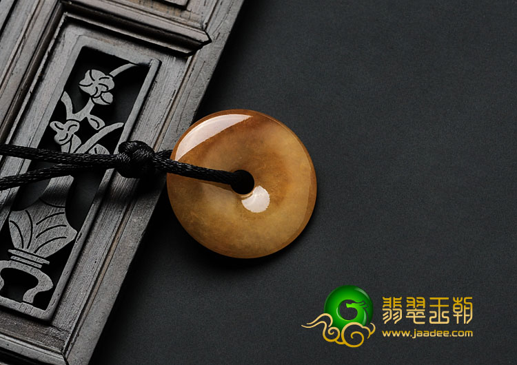 糯冰种红黄翡缅甸翡翠平安扣挂件