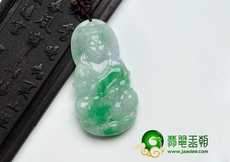 feicui糯冰种翠色缅甸翡翠观音挂件