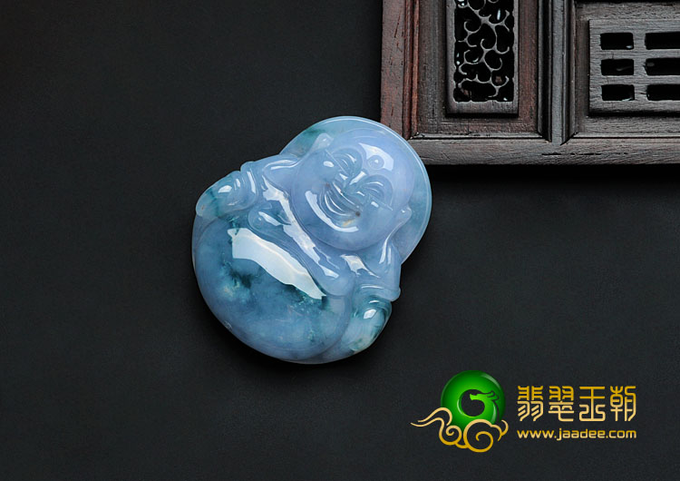 糯冰种紫罗兰飘花缅甸翡翠玉佛挂件