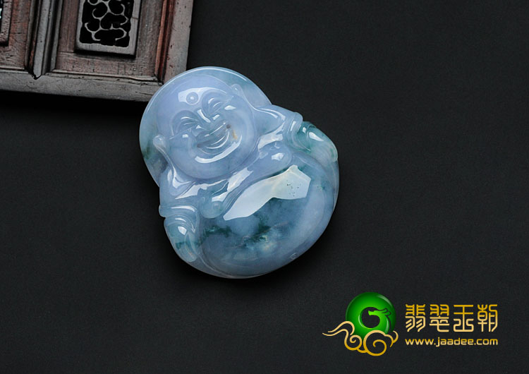 糯冰种紫罗兰飘花缅甸翡翠玉佛挂件