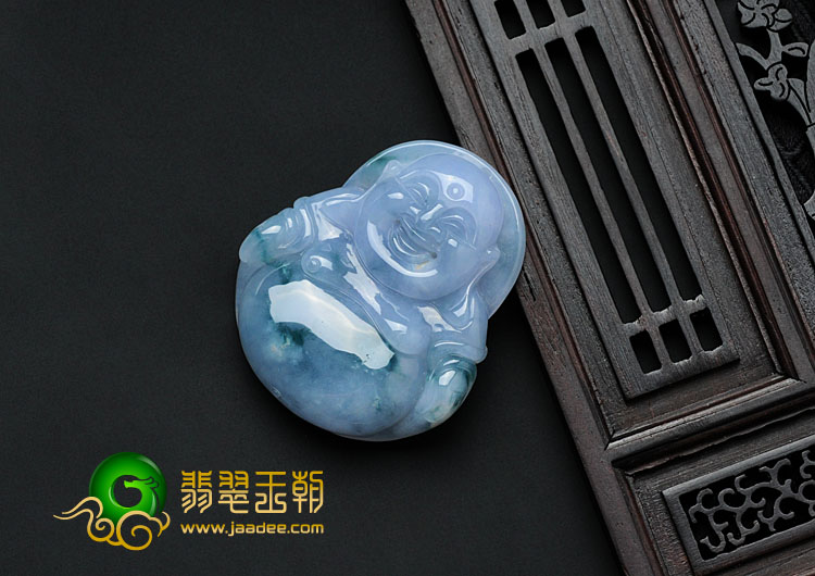 糯冰种紫罗兰飘花缅甸翡翠玉佛挂件