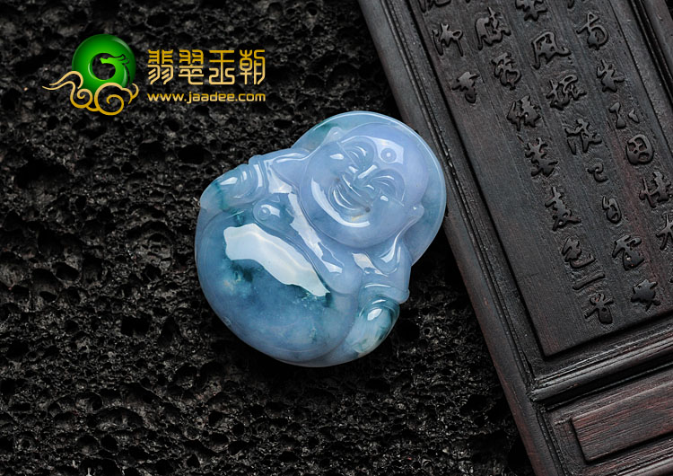 糯冰种紫罗兰飘花缅甸翡翠玉佛挂件