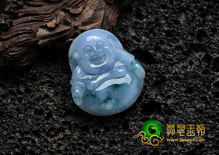 糯冰种紫罗兰飘花缅甸翡翠玉佛挂件