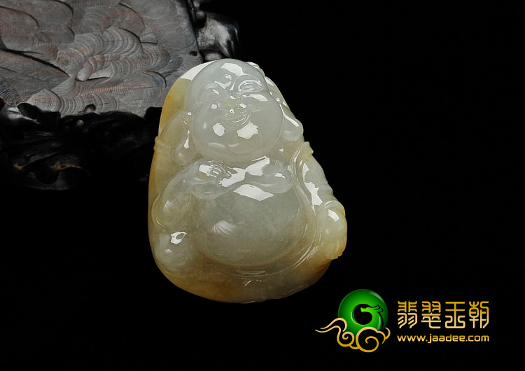 冰种黄翡缅甸翡翠玉佛挂件