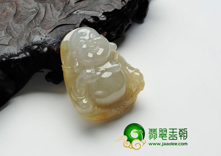冰种黄翡缅甸翡翠玉佛挂件