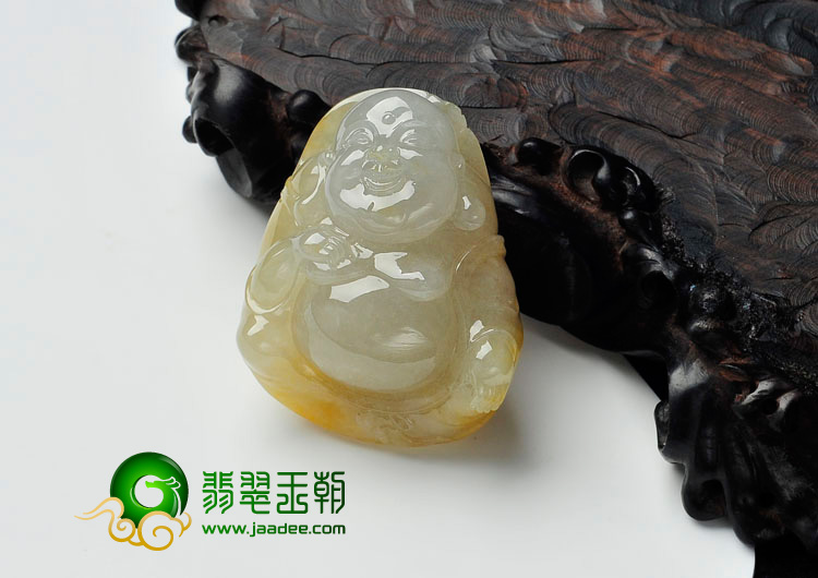 冰种黄翡缅甸翡翠玉佛挂件