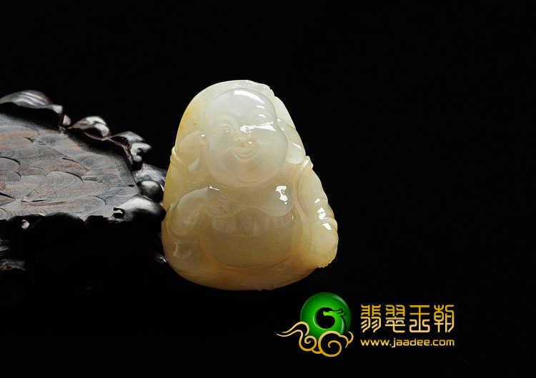 冰种黄翡缅甸翡翠玉佛挂件