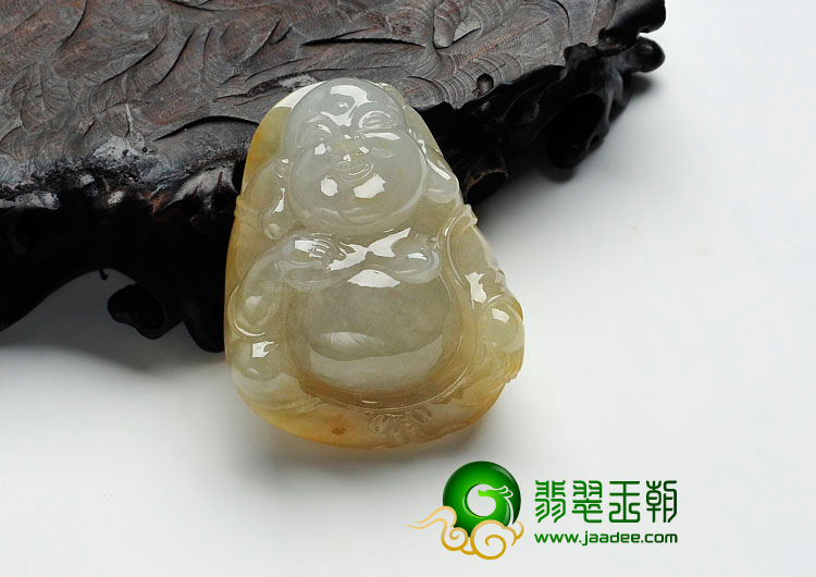 冰种黄翡缅甸翡翠玉佛挂件
