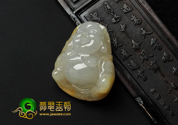 冰种黄翡缅甸翡翠玉佛挂件