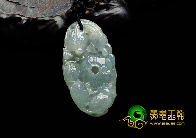 冰种飘花缅甸翡翠金玉满堂挂件