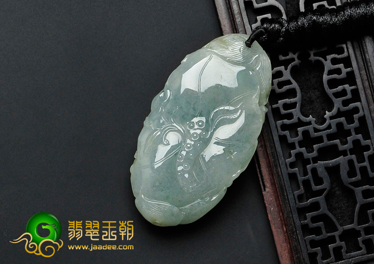 冰种飘花缅甸翡翠金玉满堂挂件