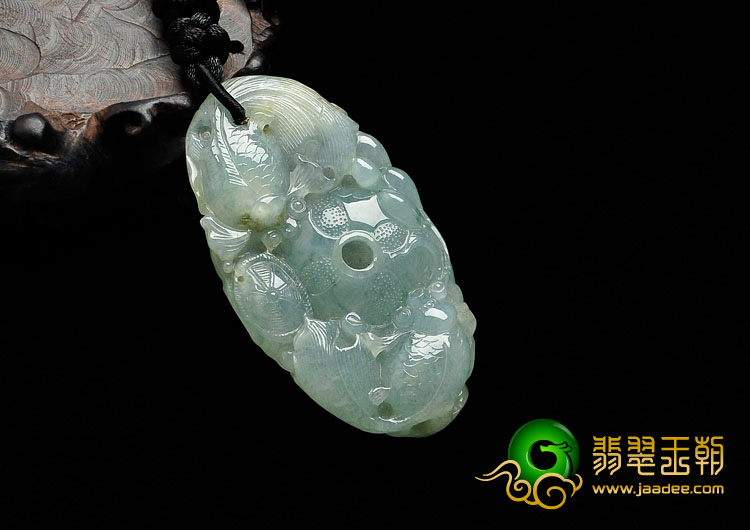 冰种飘花缅甸翡翠金玉满堂挂件