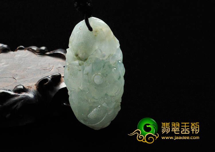 冰种飘花缅甸翡翠金玉满堂挂件