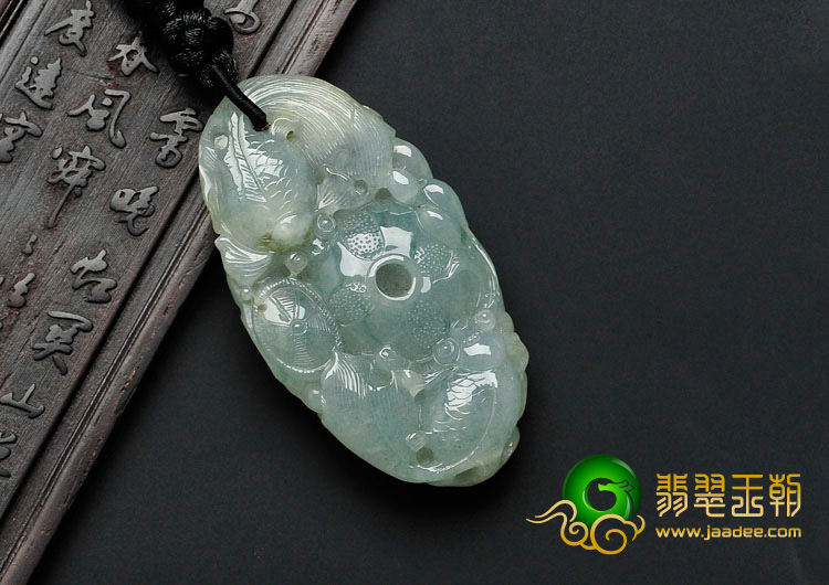 冰种飘花缅甸翡翠金玉满堂挂件