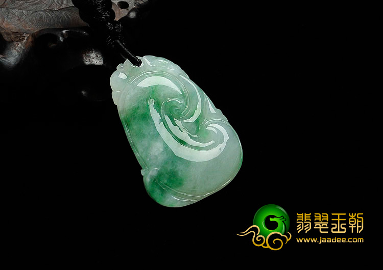糯冰种飘翠缅甸翡翠如意寿挂件