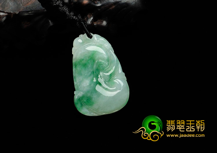 糯冰种飘翠缅甸翡翠如意寿挂件