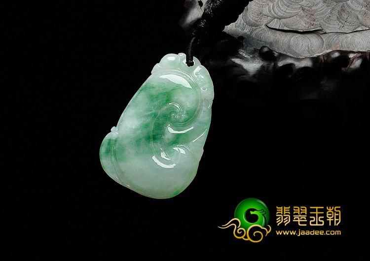 糯冰种飘翠缅甸翡翠如意寿挂件