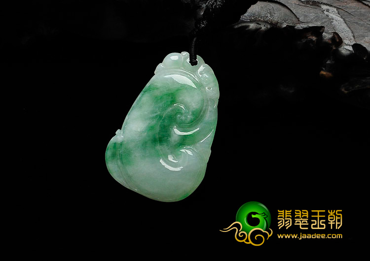 糯冰种飘翠缅甸翡翠如意寿挂件