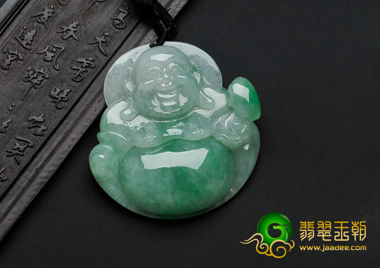糯冰种翠色缅甸翡翠玉佛挂件