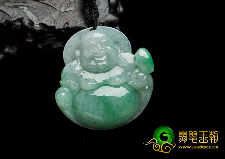 糯冰种翠色缅甸翡翠玉佛挂件