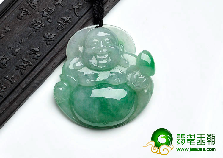 糯冰种翠色缅甸翡翠玉佛挂件