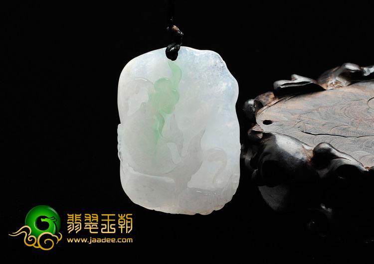 糯冰种飘翠缅甸翡翠年年有余挂件