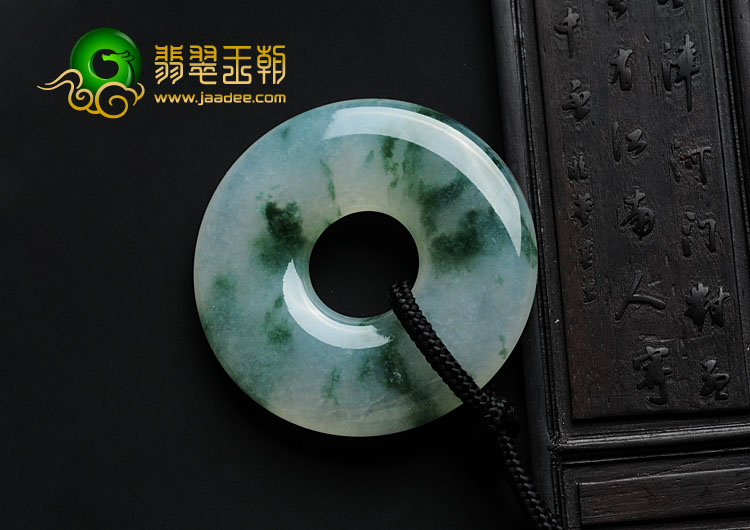 冰种飘花缅甸翡翠平安扣挂件
