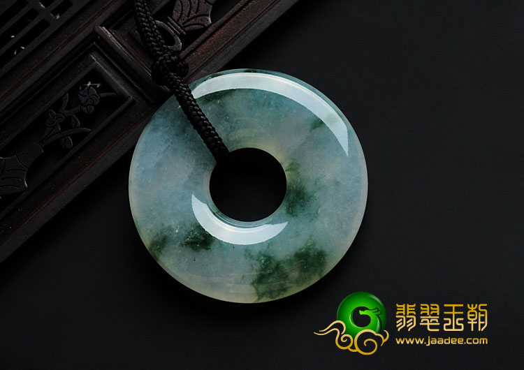 冰种飘花缅甸翡翠平安扣挂件
