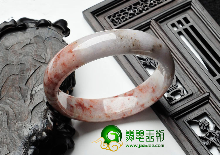 细糯种飘红花缅甸翡翠手镯（57.3mm）