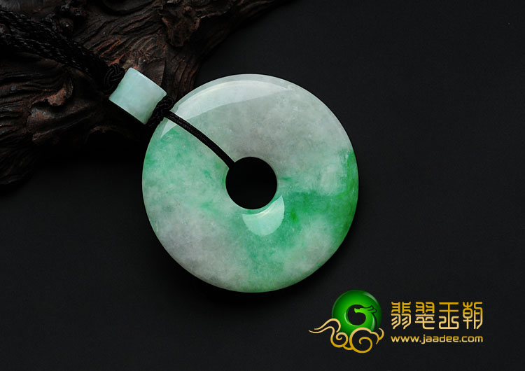 糯冰种飘翠缅甸翡翠平安扣挂件