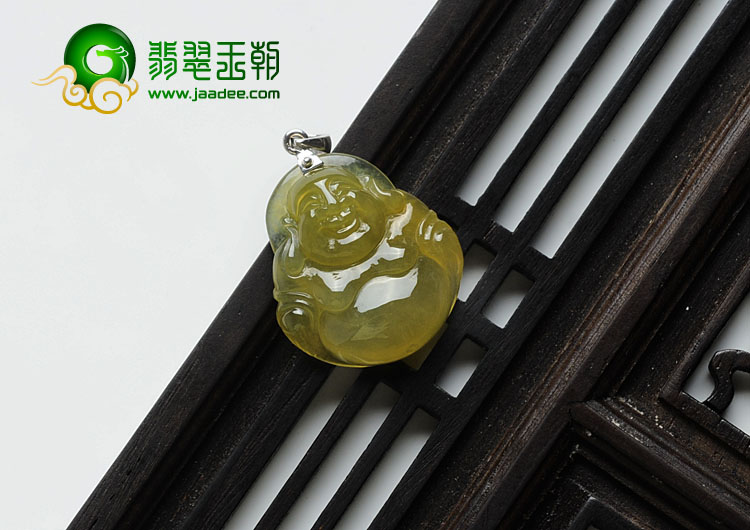 冰种黄翡缅甸翡翠玉佛挂件