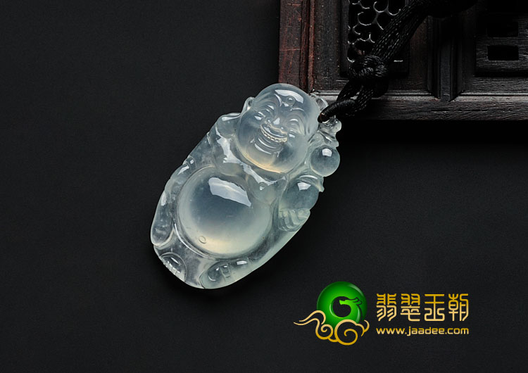 冰玻种缅甸翡翠逍遥佛挂件