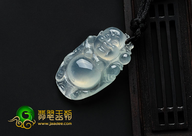 冰玻种缅甸翡翠逍遥佛挂件