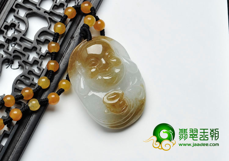 糯冰种褐黄翡缅甸翡翠玉佛挂件