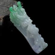 糯冰种春带彩缅甸翡翠龙钩挂件