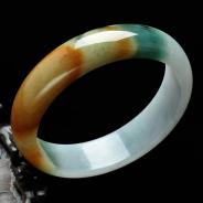 糯冰种三彩缅甸翡翠手镯（61.5mm）