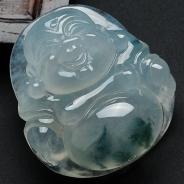 冰种飘花缅甸翡翠玉佛挂件