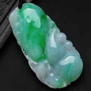 糯冰种飘翠缅甸翡翠福禄寿挂件
