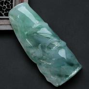 冰种飘花缅甸翡翠节节高挂件