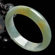 冰种黄翡晴水缅甸翡翠手镯（51.8mm）
